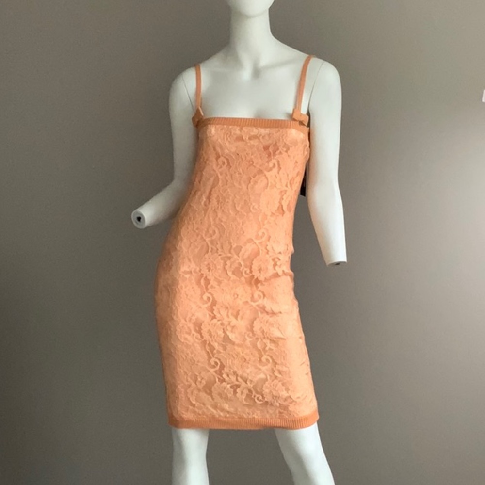 NWT €215 BETTY BLUE Bodycon Orange Dress Size 42/S Made in ITALY 100% Cotton